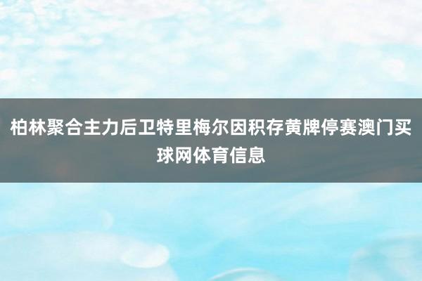 柏林聚合主力后卫特里梅尔因积存黄牌停赛澳门买球网体育信息