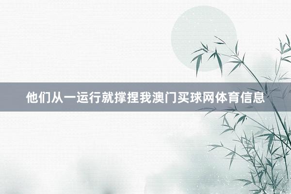 他们从一运行就撑捏我澳门买球网体育信息