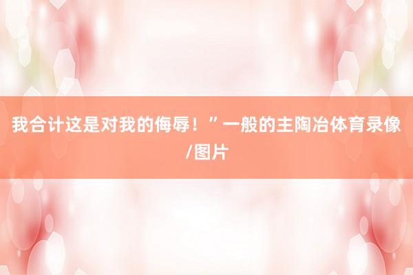 我合计这是对我的侮辱！”一般的主陶冶体育录像/图片