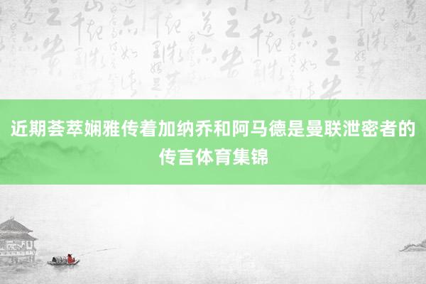近期荟萃娴雅传着加纳乔和阿马德是曼联泄密者的传言体育集锦