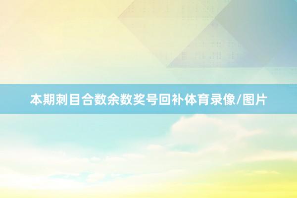 本期刺目合数余数奖号回补体育录像/图片