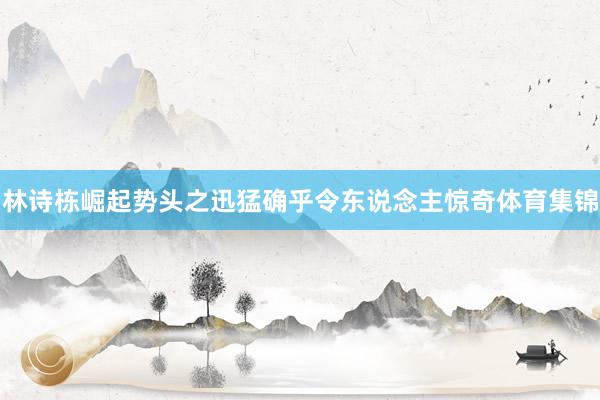 林诗栋崛起势头之迅猛确乎令东说念主惊奇体育集锦
