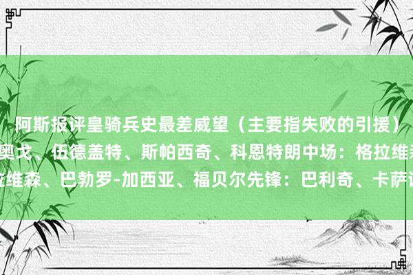 阿斯报评皇骑兵史最差威望(主要指失败的引援)门将:比扎里后卫:迪奥戈、伍德盖特、斯帕西奇、科恩特朗中场:格拉维森、巴勃罗-加西亚、福贝尔先锋:巴利奇、卡萨诺、德伦特 体育集锦