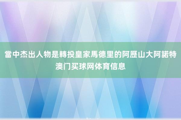 當中杰出人物是轉投皇家馬德里的阿歷山大阿諾特澳门买球网体育信息